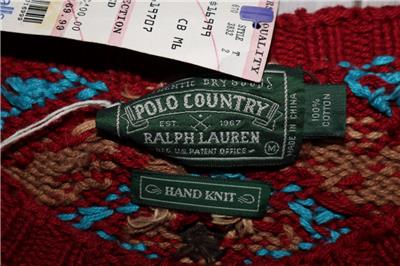 VINTAGE 80s POLO COUNTRY RALPH LAUREN HAND KNIT MENS SWEATER