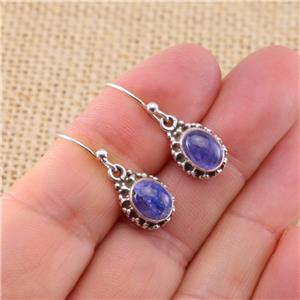 Tanzanite Ovale 925 Argent Sterling Bleu Goutte Boucles Bijoux Indien N2