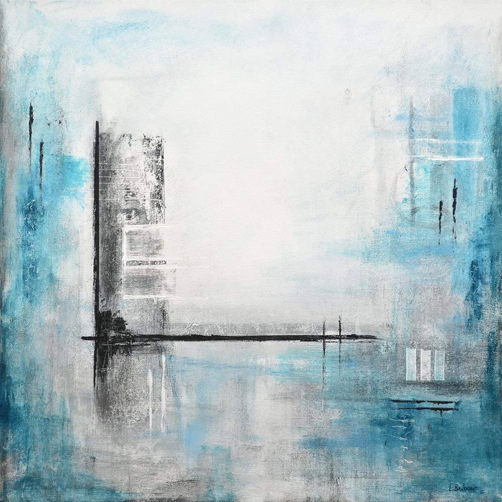 Original Modern Fine Art Blue White Abstract Contemporary Painting
