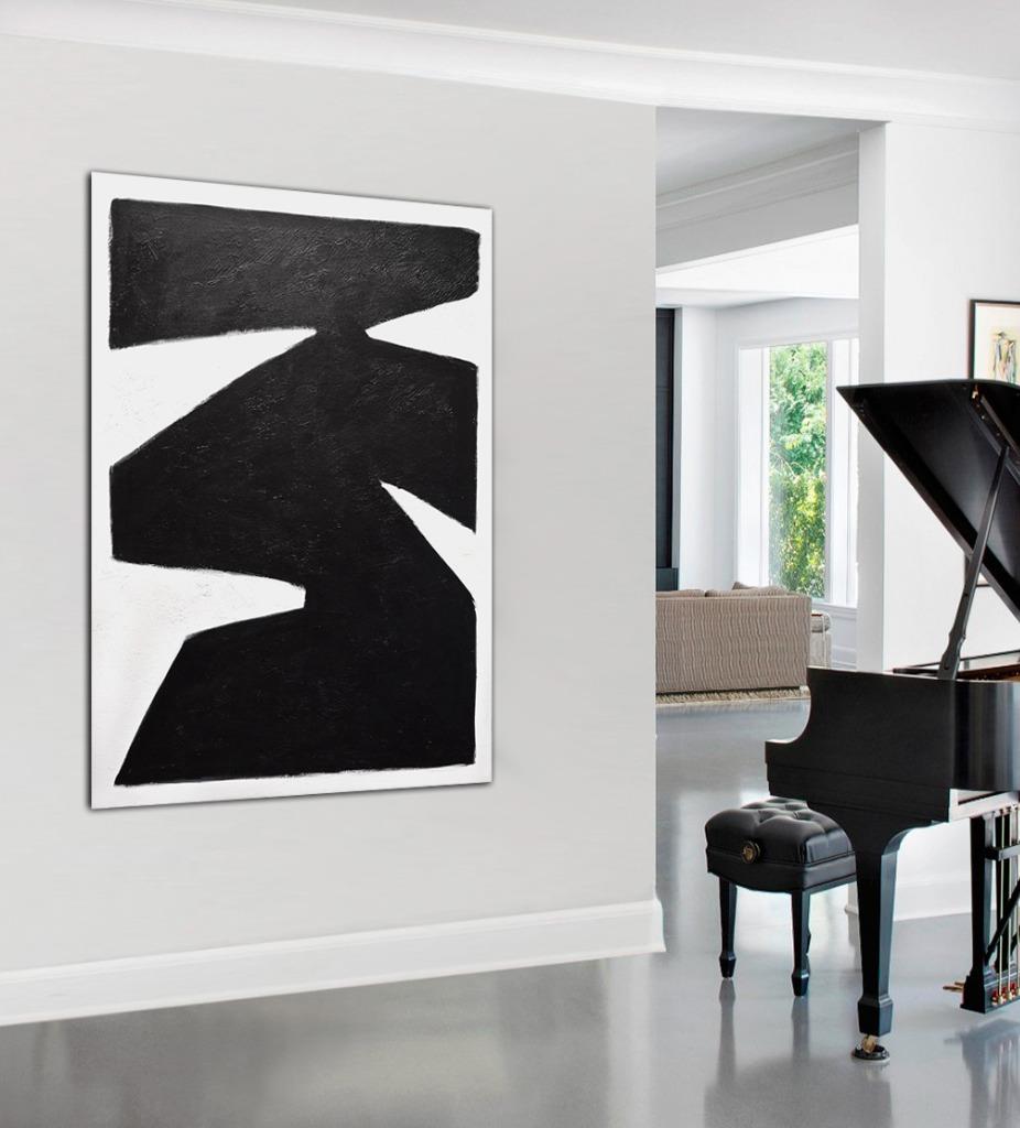 36 X 48 Original Large Black White Abstract Art Minimalist Painting L Beiboer Ebay