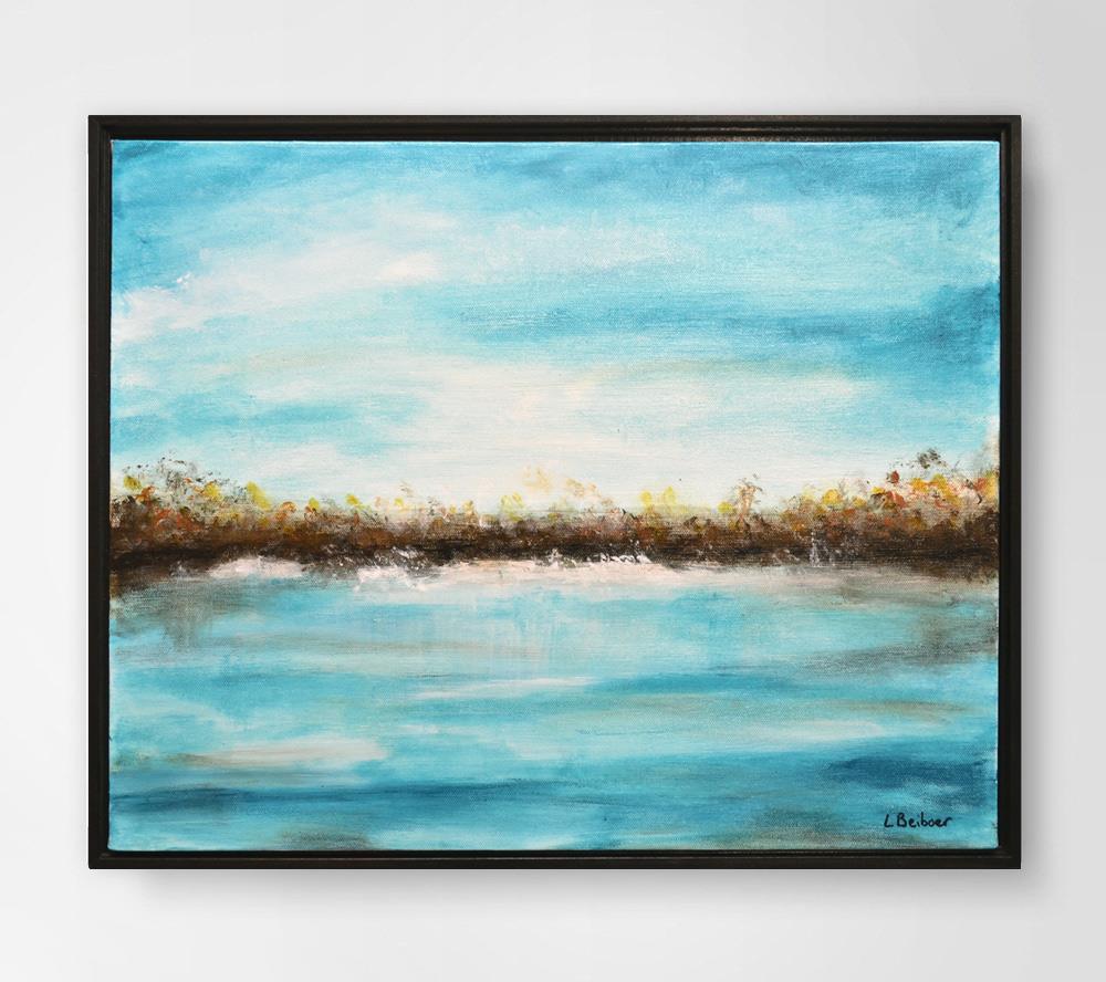 Original Landscape Painting Abstract Art Blue Ocean Oil Painting