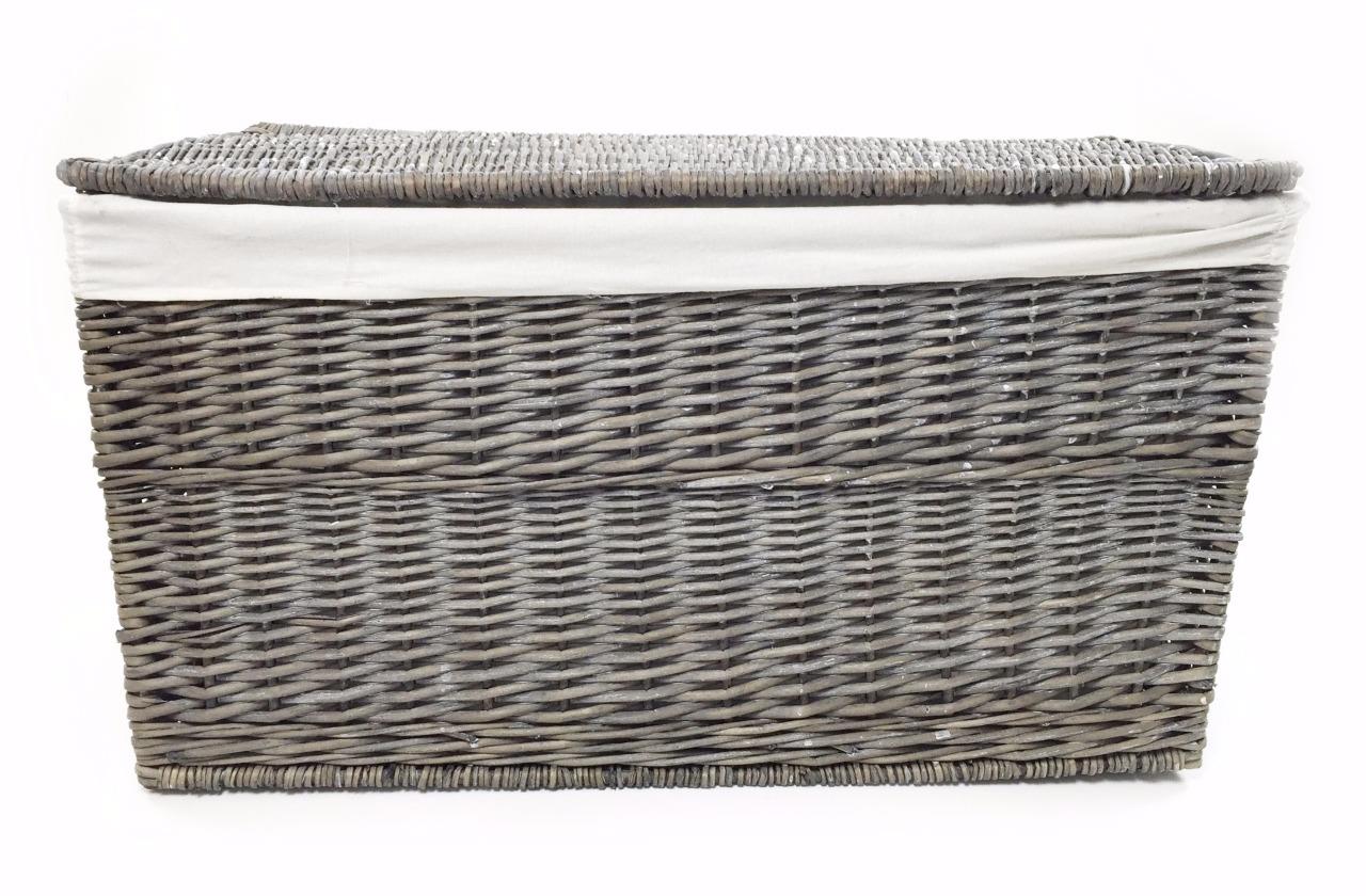 Grey Wicker Or Tapered Baby Nursery Storage Basket Chest Trunk Toy