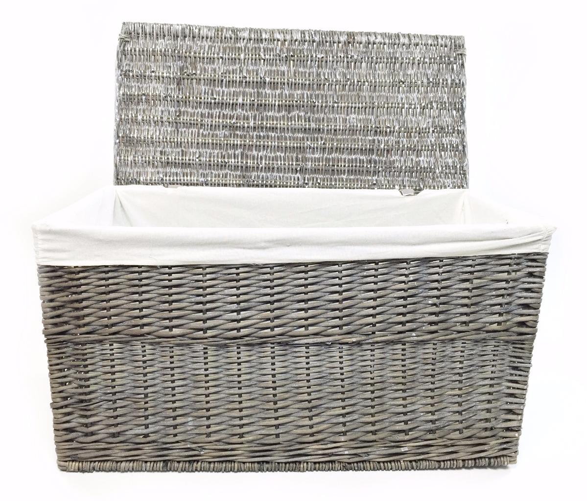 Grey Wicker Or Tapered Baby Nursery Storage Basket Chest Trunk Toy