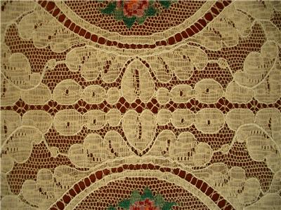 Antique Vtg PETIT POINT STYLE EMBROIDERY ALENCON LACE DOILY RUNNER DRESSER SCARF