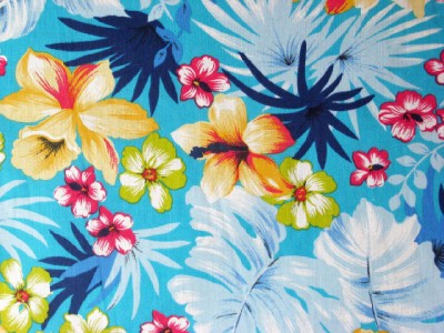 Aqua Blue Hawaii Floral Orchid Luau Tropical Island Sew
