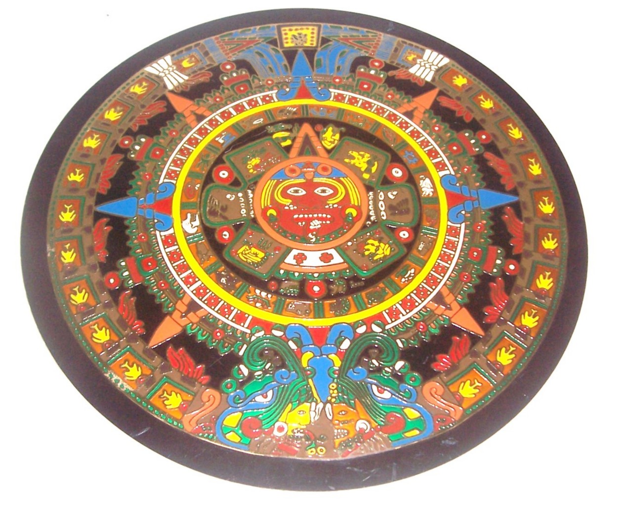 Mexican Art Aztec Sun Stone Calender Brass Wall Plaque