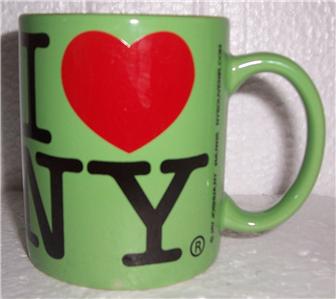 I LOVE NEW YORK Green Ceramic Souvenir Mug By Jay Joshua NY