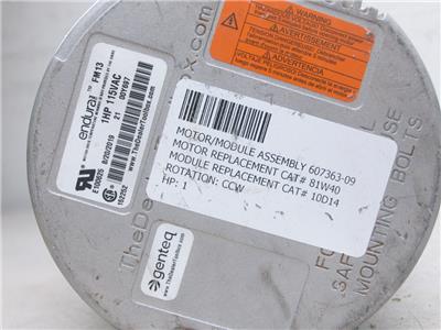 Genteq 5SME39SXL063A ECM Blower Motor 115V 1HP 1050RPM 607363-09