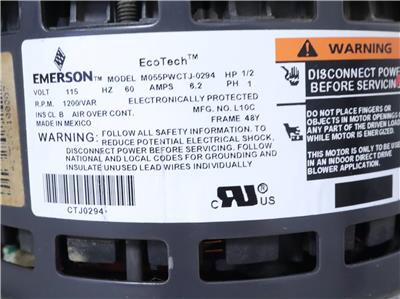 EMERSON EcoTech M055PWCTJ-0294 ECM Blower Motor 1/2HP 115V