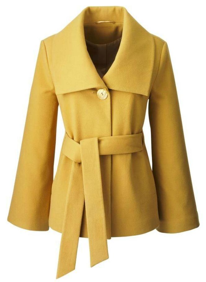 SIMPLY BE Cropped Belted Swing COAT/JACKET 20/22 YELLOW OCHRE Plus Size ...