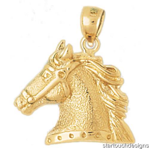 New 14k Yellow Gold Horse Pendant