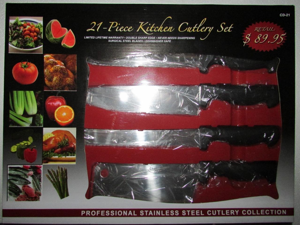 Chef Deluxe Miracle Edge CD21 21 Piece KITCHEN CUTLERY Knife Set NEW