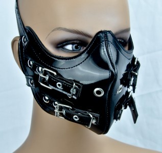 PVC STRAP BUCKLE MOTORCYCLE FACE MASK HORROR COSPLAY ANIME BIKER FETISH ...