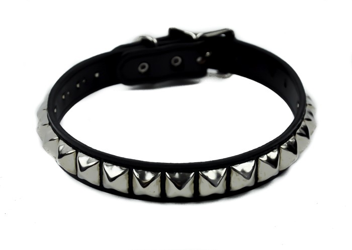 Black Patent PVC Leather Pyramid Stud Choker Necklace Gothic Dog Collar ...