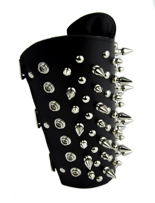 Spike & Stud Black Leather Wristband Heavy Metal Armband Gauntlet Death ...