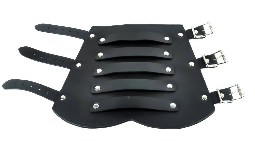 Black Leather Strap Wristband Heavy Metal Armband Gauntlet Gothic Punk ...