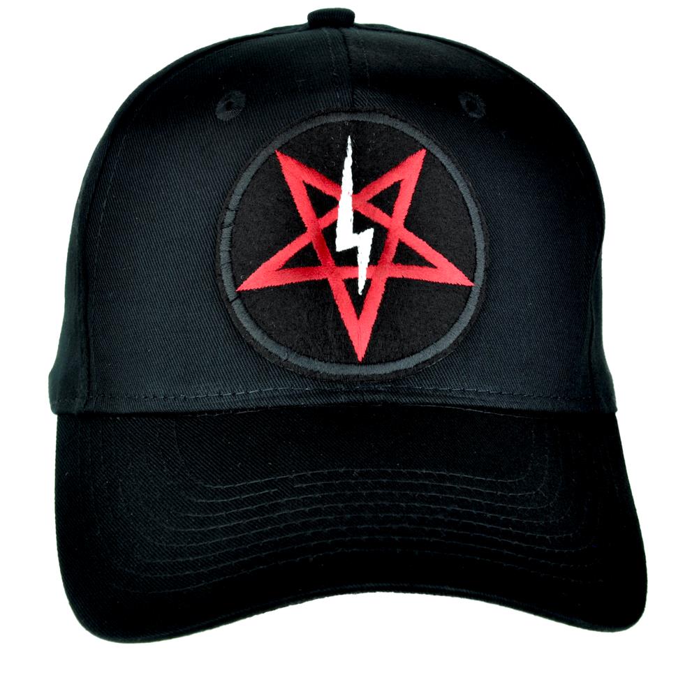 Satanic Symbol Lightning Bolt Pentagram Hat Black Baseball Cap Occult ...
