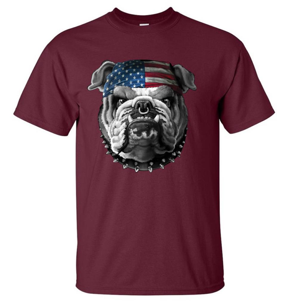 American Bulldog T-Shirt US Flag Patriotic Spiked Dog Collar Tee | eBay