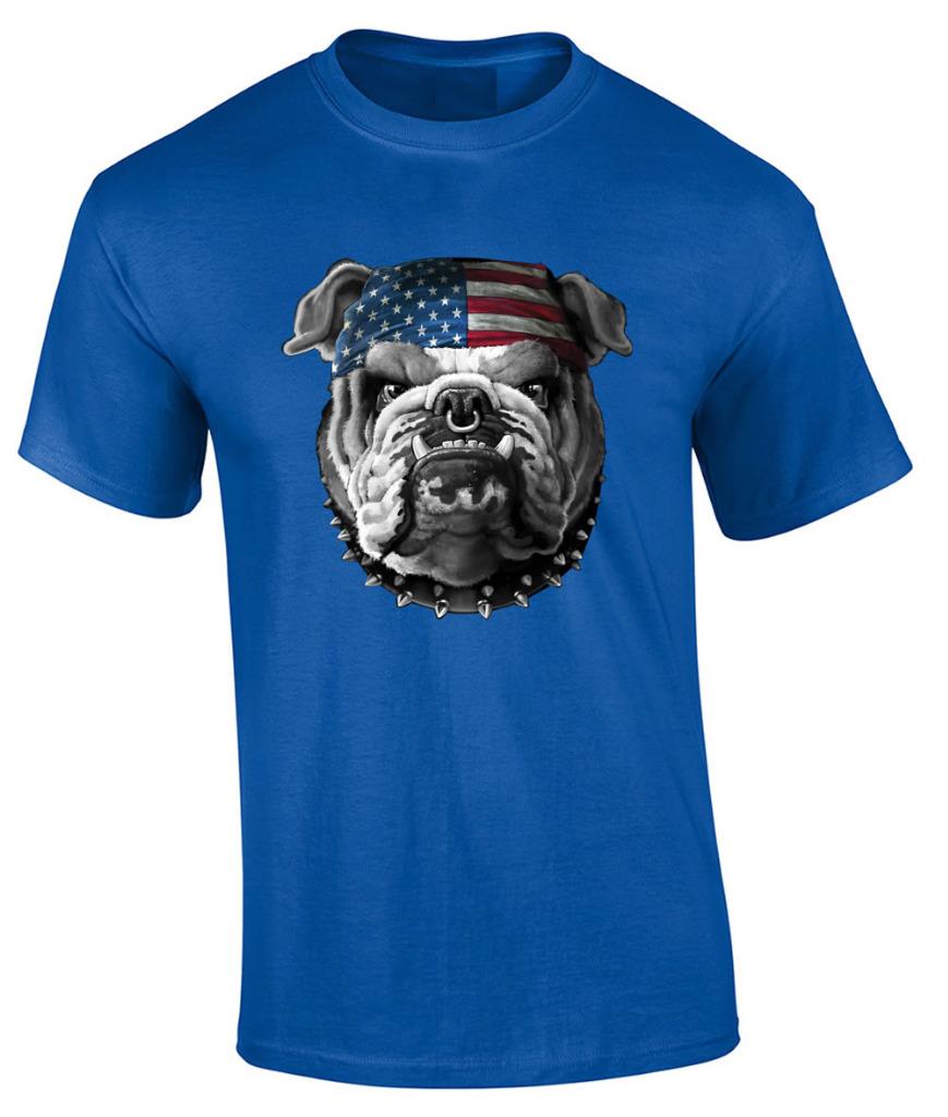 American Bulldog T-Shirt US Flag Patriotic Spiked Dog Collar Tee | eBay