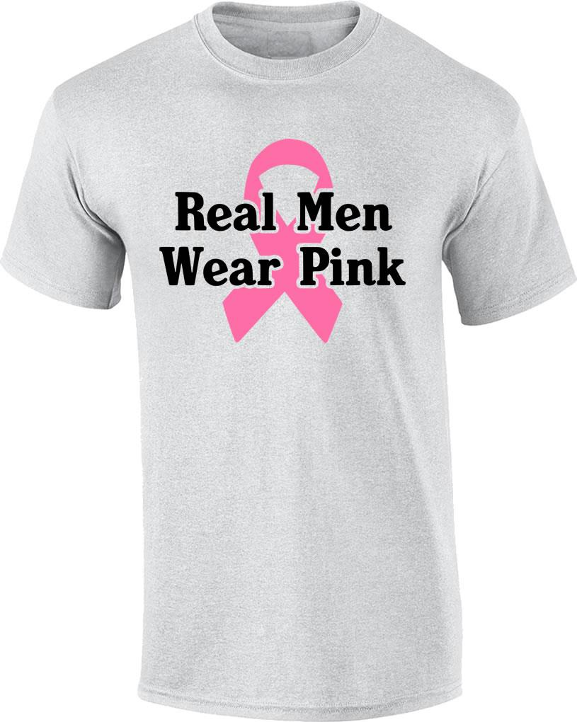 Breast Cancer Awareness Real Men Wear Pink Ribbon T-Shirt - Picture 6 of 20