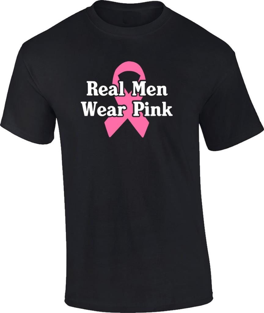 Breast Cancer Awareness Real Men Wear Pink Ribbon T-Shirt - Picture 9 of 20
