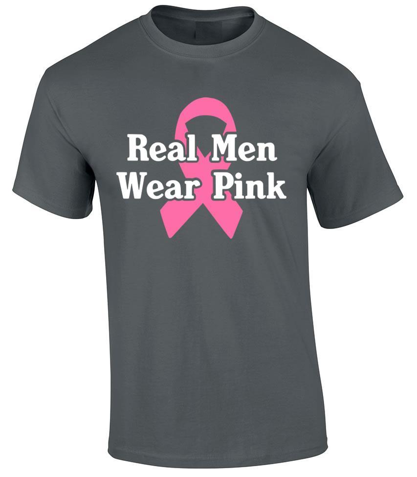 Breast Cancer Awareness Real Men Wear Pink Ribbon T-Shirt - Picture 11 of 20