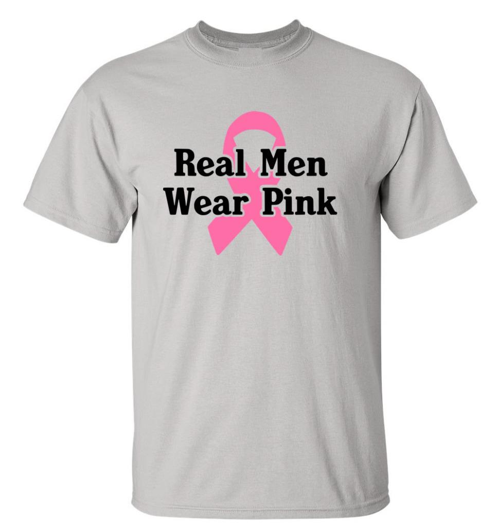 Breast Cancer Awareness Real Men Wear Pink Ribbon T-Shirt - Picture 17 of 20