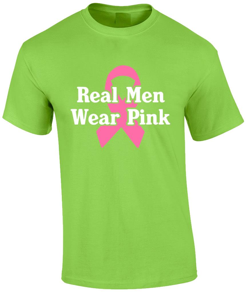 Breast Cancer Awareness Real Men Wear Pink Ribbon T-Shirt - Picture 5 of 20