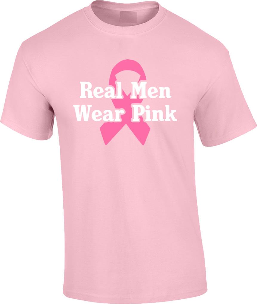 Breast Cancer Awareness Real Men Wear Pink Ribbon T-Shirt - Picture 7 of 20
