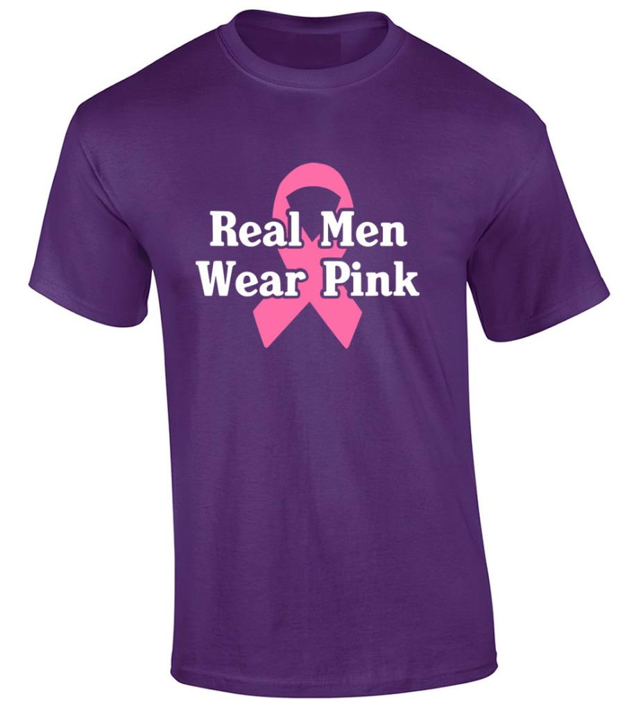 Breast Cancer Awareness Real Men Wear Pink Ribbon T-Shirt - Picture 10 of 20