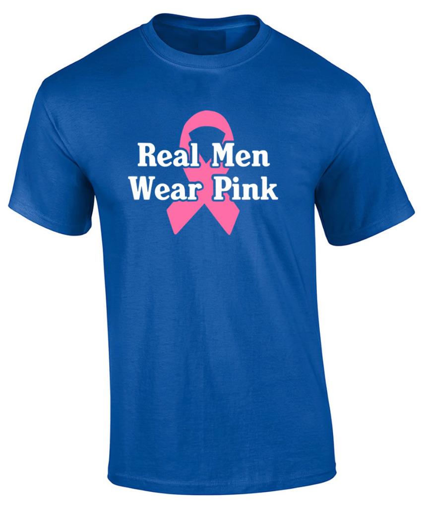 Breast Cancer Awareness Real Men Wear Pink Ribbon T-Shirt - Picture 8 of 20