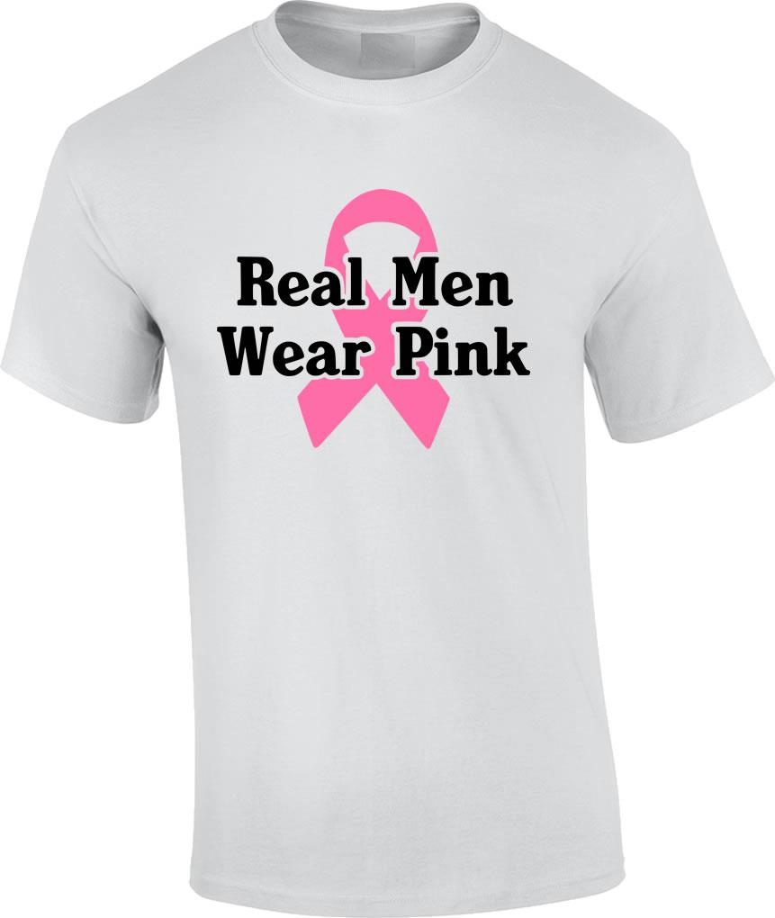 Breast Cancer Awareness Real Men Wear Pink Ribbon T-Shirt - Picture 3 of 20