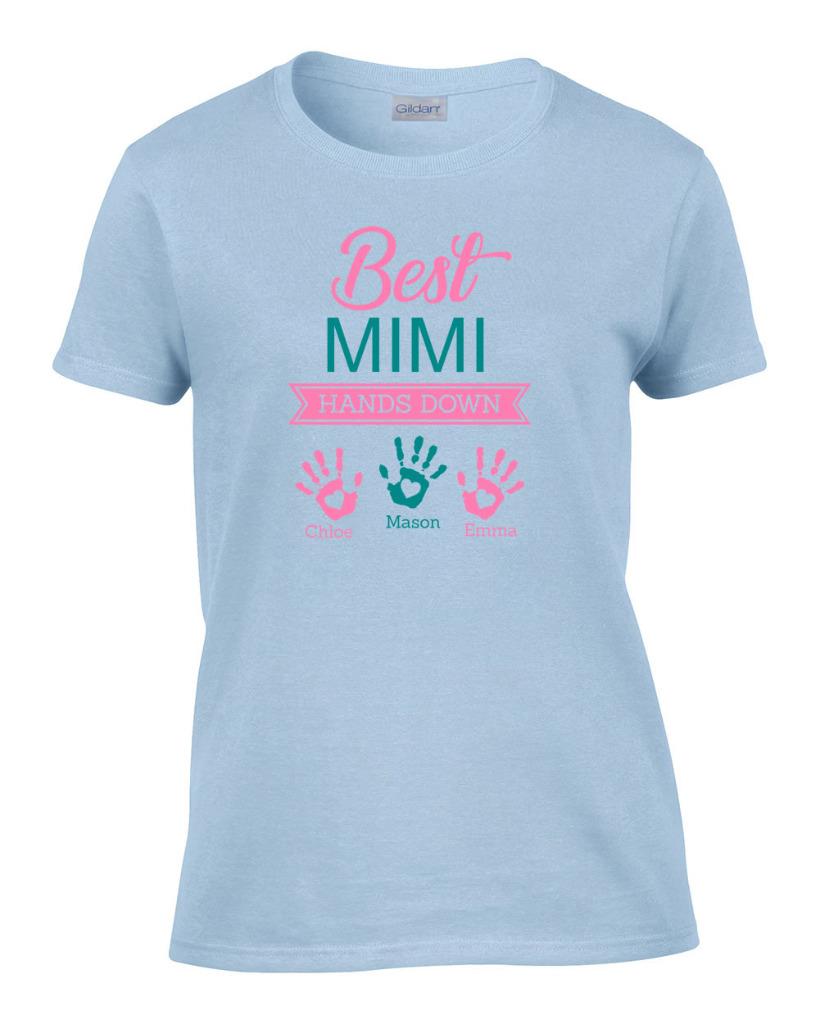 Ladies Personalized Best Mimi Hands Down Grandkid Names T-Shirt Women's Tee