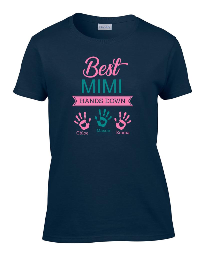 Ladies Personalized Best Mimi Hands Down Grandkid Names T-Shirt Women's Tee