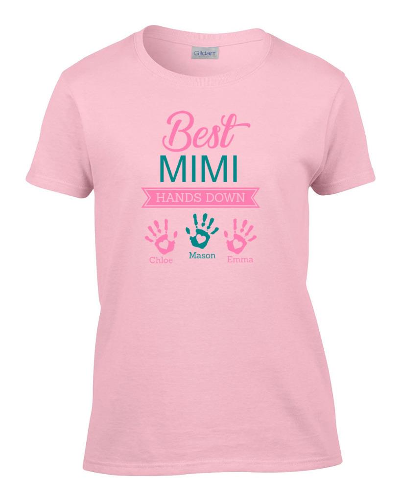 Ladies Personalized Best Mimi Hands Down Grandkid Names T-Shirt Women's Tee