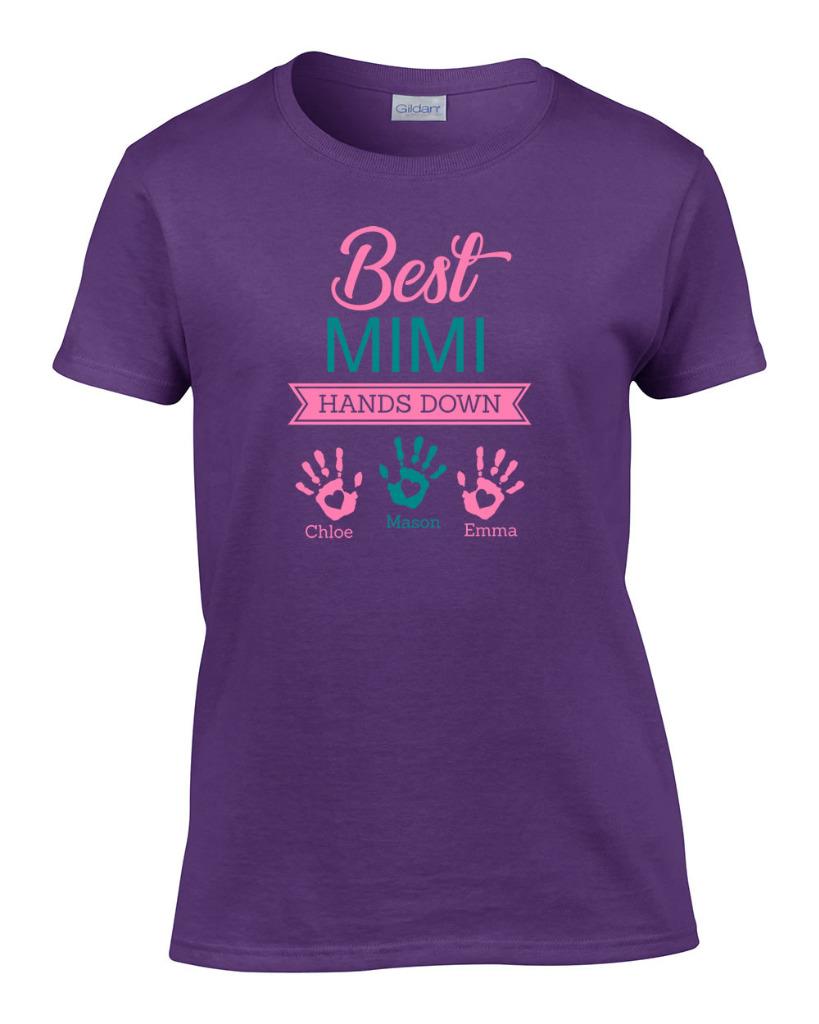 Ladies Personalized Best Mimi Hands Down Grandkid Names T-Shirt Women's Tee