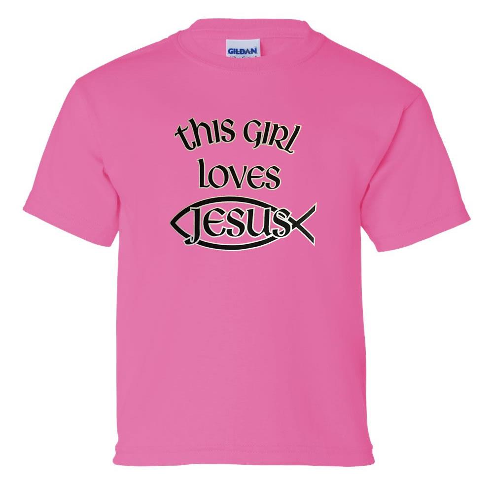 Youth This Girl Loves Jesus Christian Girl's T-Shirt - Picture 8 of 14