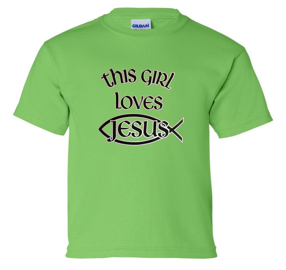 Youth This Girl Loves Jesus Christian Girl's T-Shirt - Picture 9 of 14