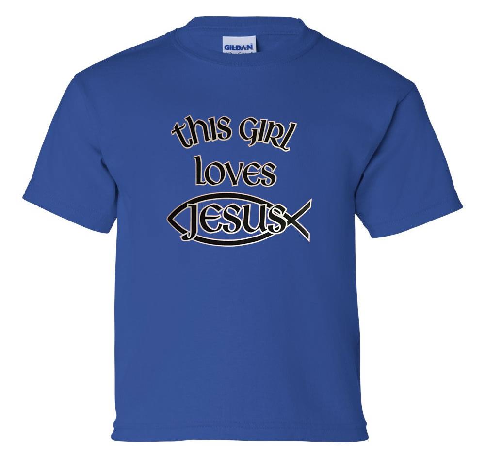 Youth This Girl Loves Jesus Christian Girl's T-Shirt - Picture 13 of 14
