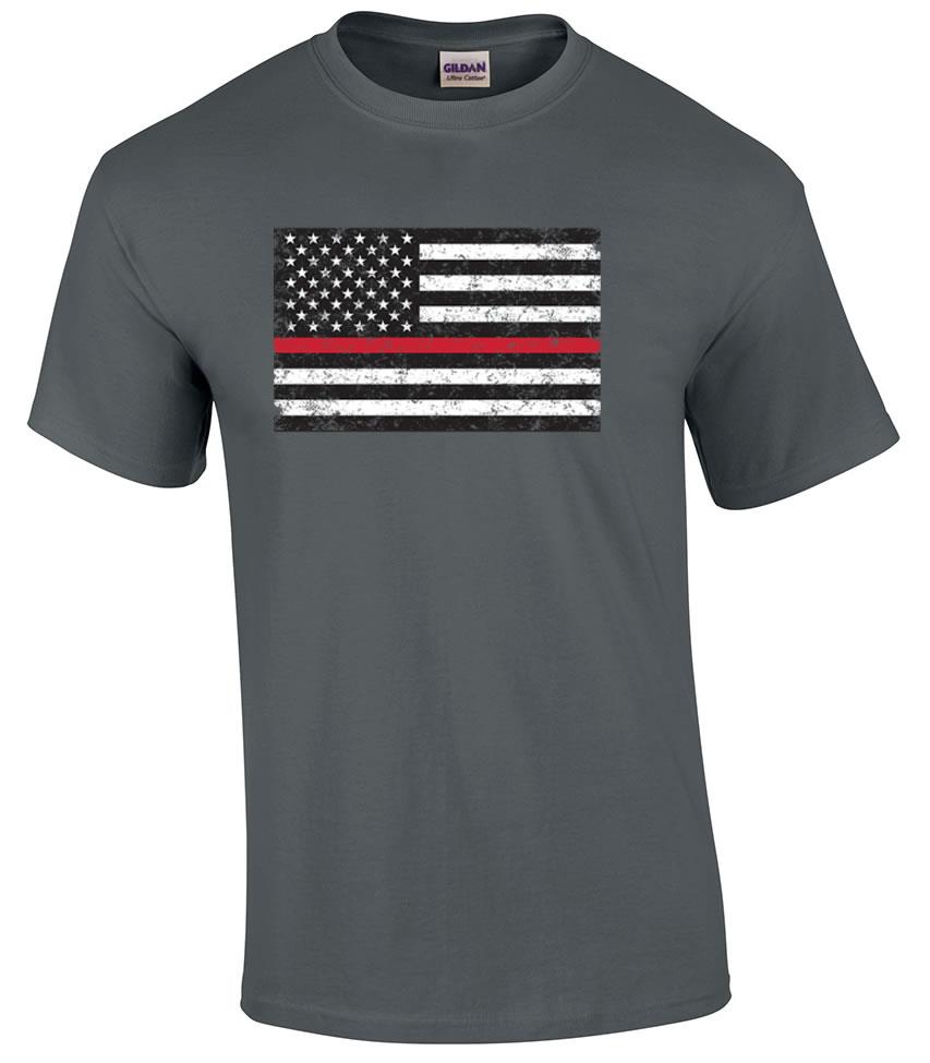 Thin Red Line T-Shirt Flag First Responder Fire Department Firefighter T-shirt