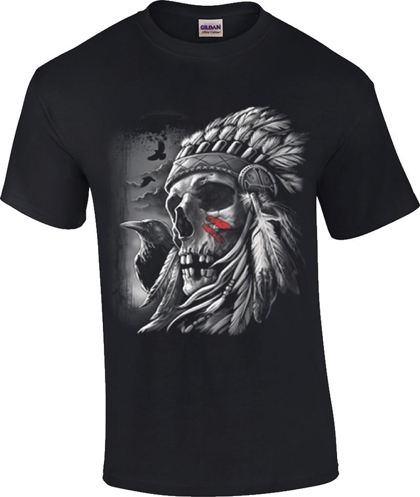 VTG Heat T-Shirt Iron-On Transfer Native American Indian Chief Head Dress Print 