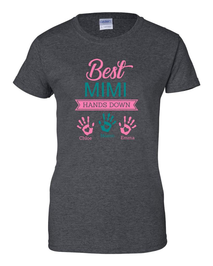 Ladies Personalized Best Mimi Hands Down Grandkid Names T-Shirt Women's Tee