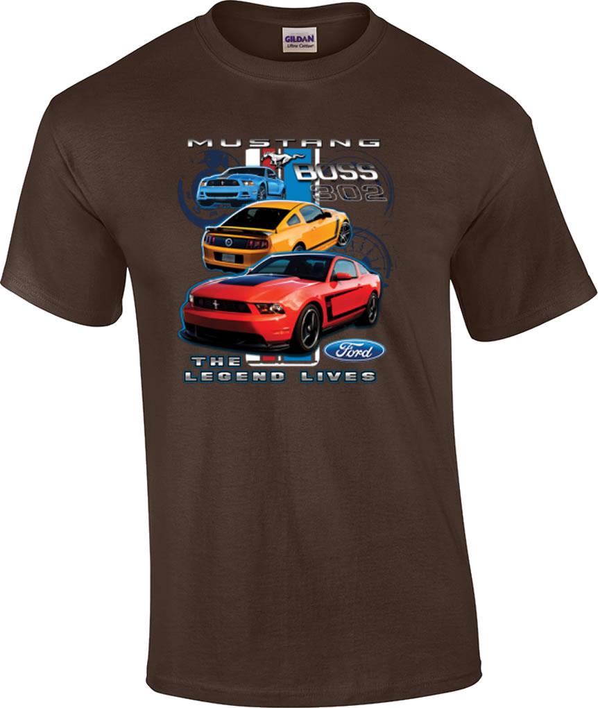 Ford Mustang Boss 302 The Legend Lives Racing Stripe T-Shirt Licensed Tee