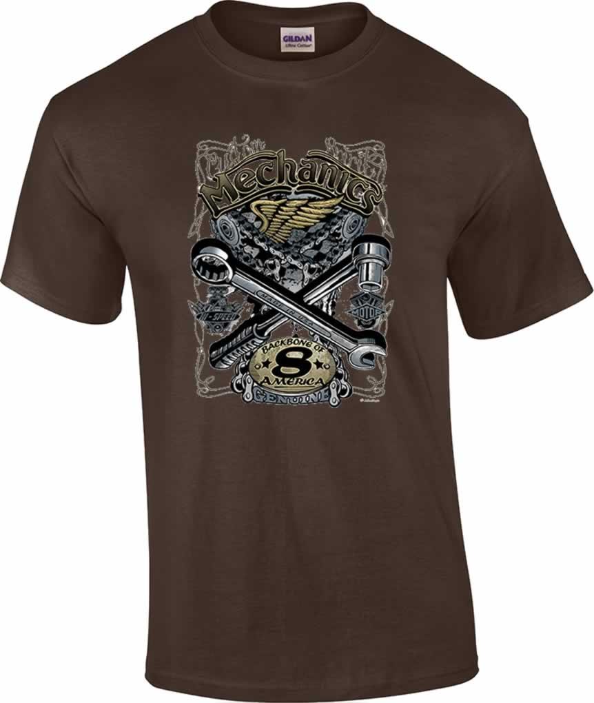 Mechanics Backbone of America T-Shirt Car Auto Engine Repair Occupation Tee