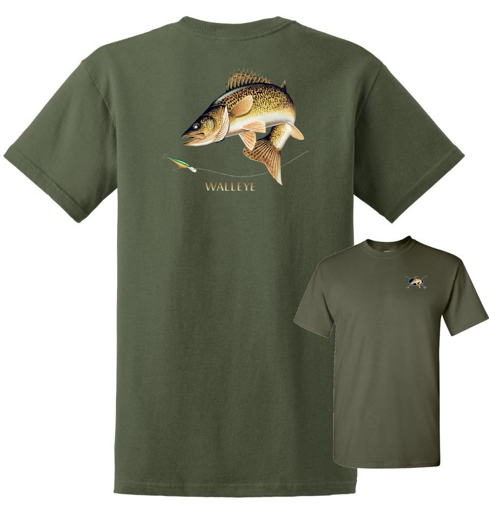 Walleye Fishing T-Shirt Walleye Fish Chasing Lure Tee