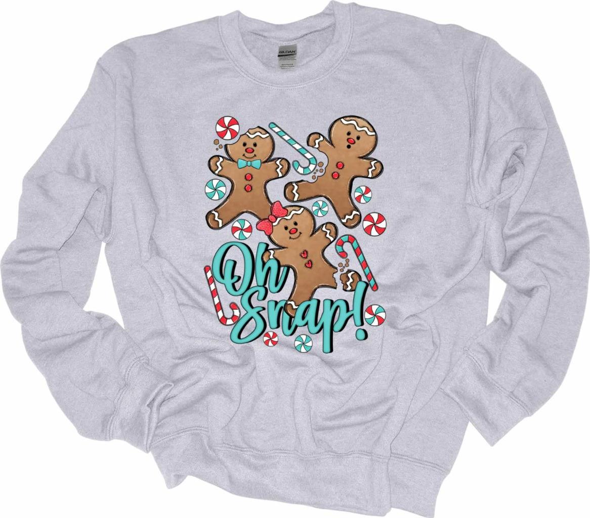 Oh Snap Gingerbread Man Candy Cane Christmas Sweatshirt Sweater