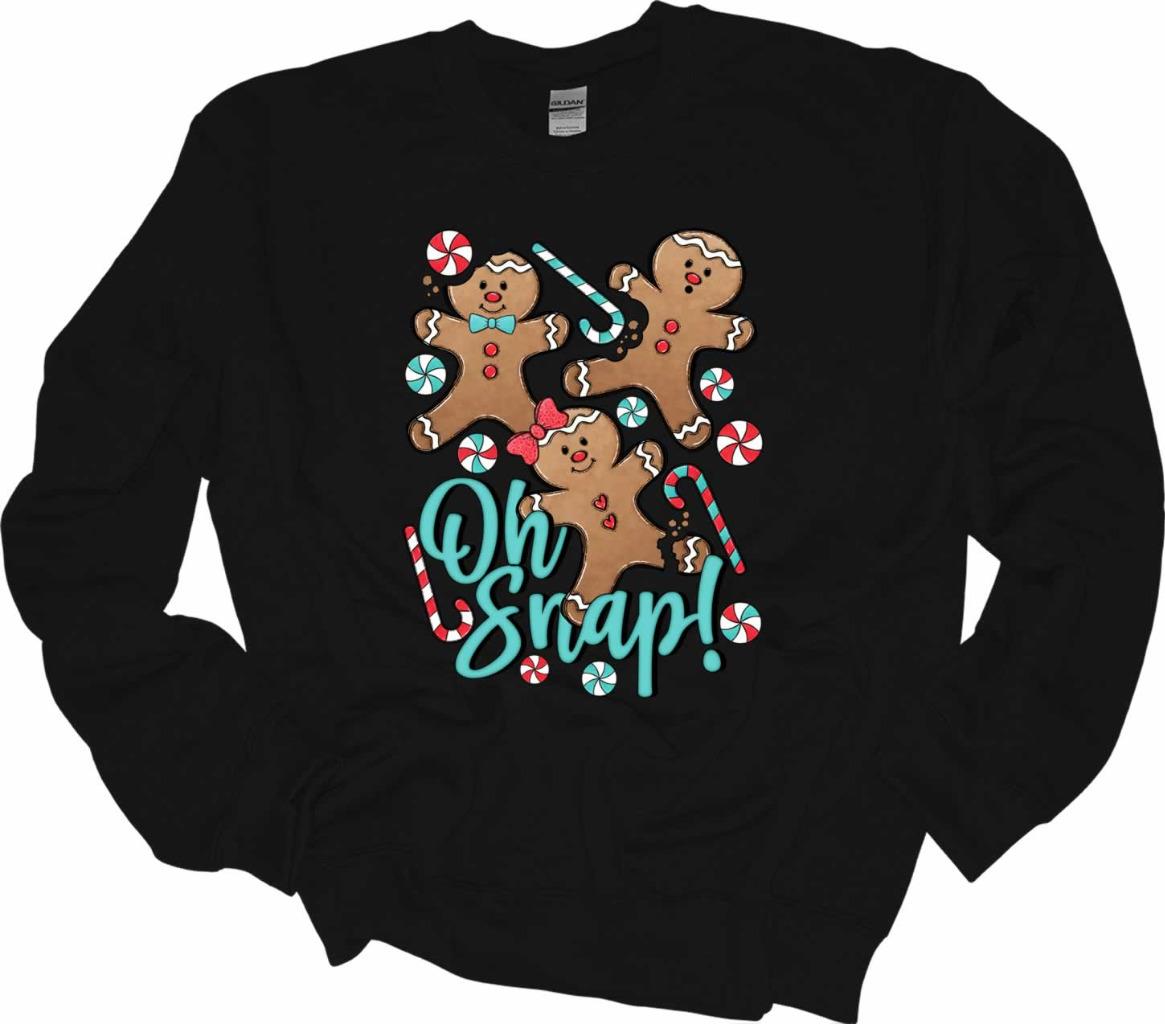 Oh Snap Gingerbread Man Candy Cane Christmas Sweatshirt Sweater