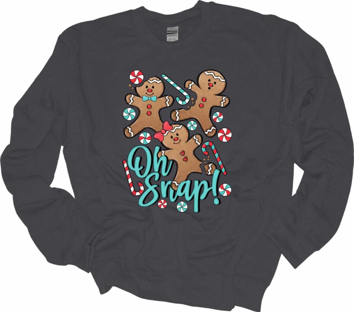 Oh Snap Gingerbread Man Candy Cane Christmas Sweatshirt Sweater