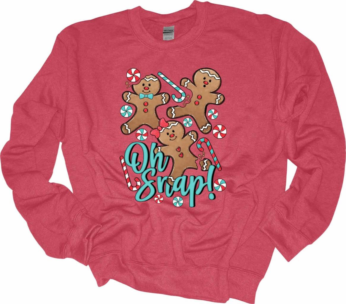 Oh Snap Gingerbread Man Candy Cane Christmas Sweatshirt Sweater