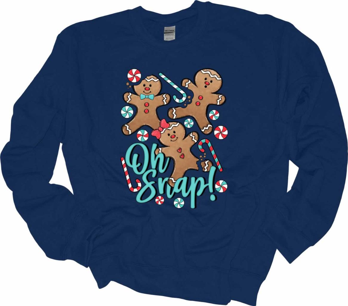 Oh Snap Gingerbread Man Candy Cane Christmas Sweatshirt Sweater